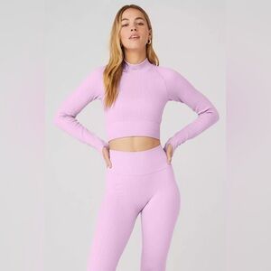 Semi-sheer seamless cable knit sugarplum pink SET NO BRA INCLUDED EUC!!